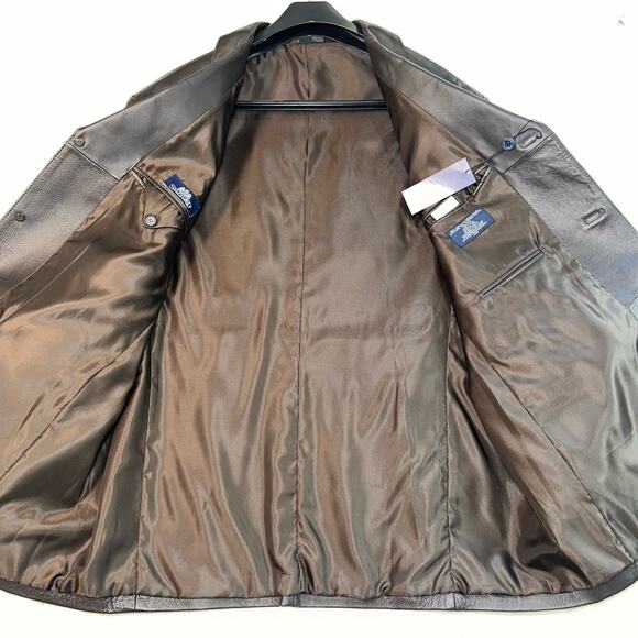 Stafford Blazer Jacket Size XL Brown Leather Lined Single Breasted 3-Button NWT - Picture 13 of 16